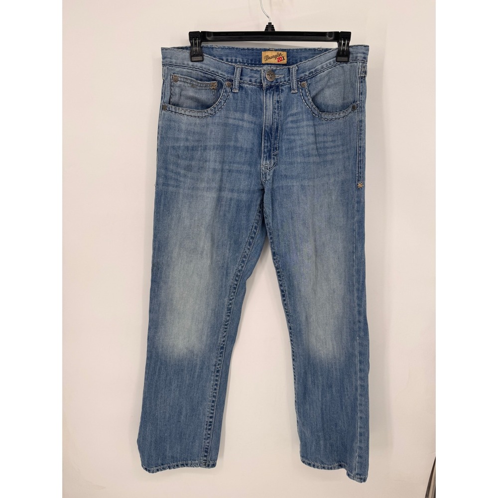 Wrangler Jeans Mens 36x32 Light Wash Blue 42MWXHW 20X No. 42 Straight Leg